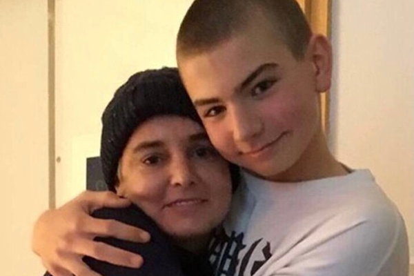 Sinéad O'Connor embracing her son Shane Lunny