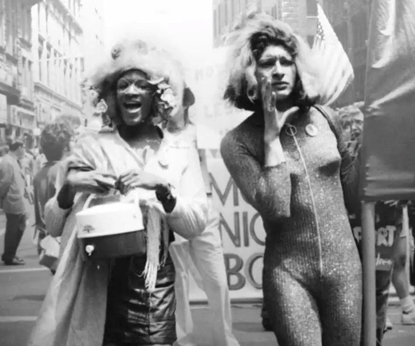 Marsha P. Johnson & Sylvia Rivera march in New York City Gay Pride in 1973